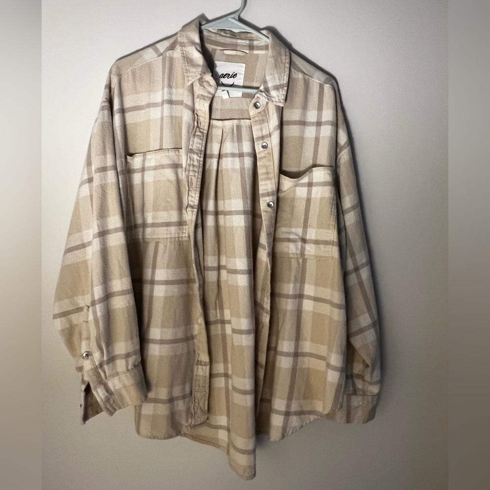 Aerie Anytime Fave Flannel Oversized Shirt